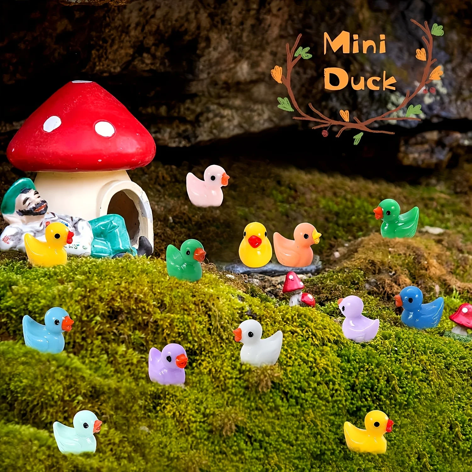 50/100pcs Multicolor Mini Resin Ducks,Miniature Duck Figures Landscape Decorations for Home Hide Prank Game Dollhouse Decor