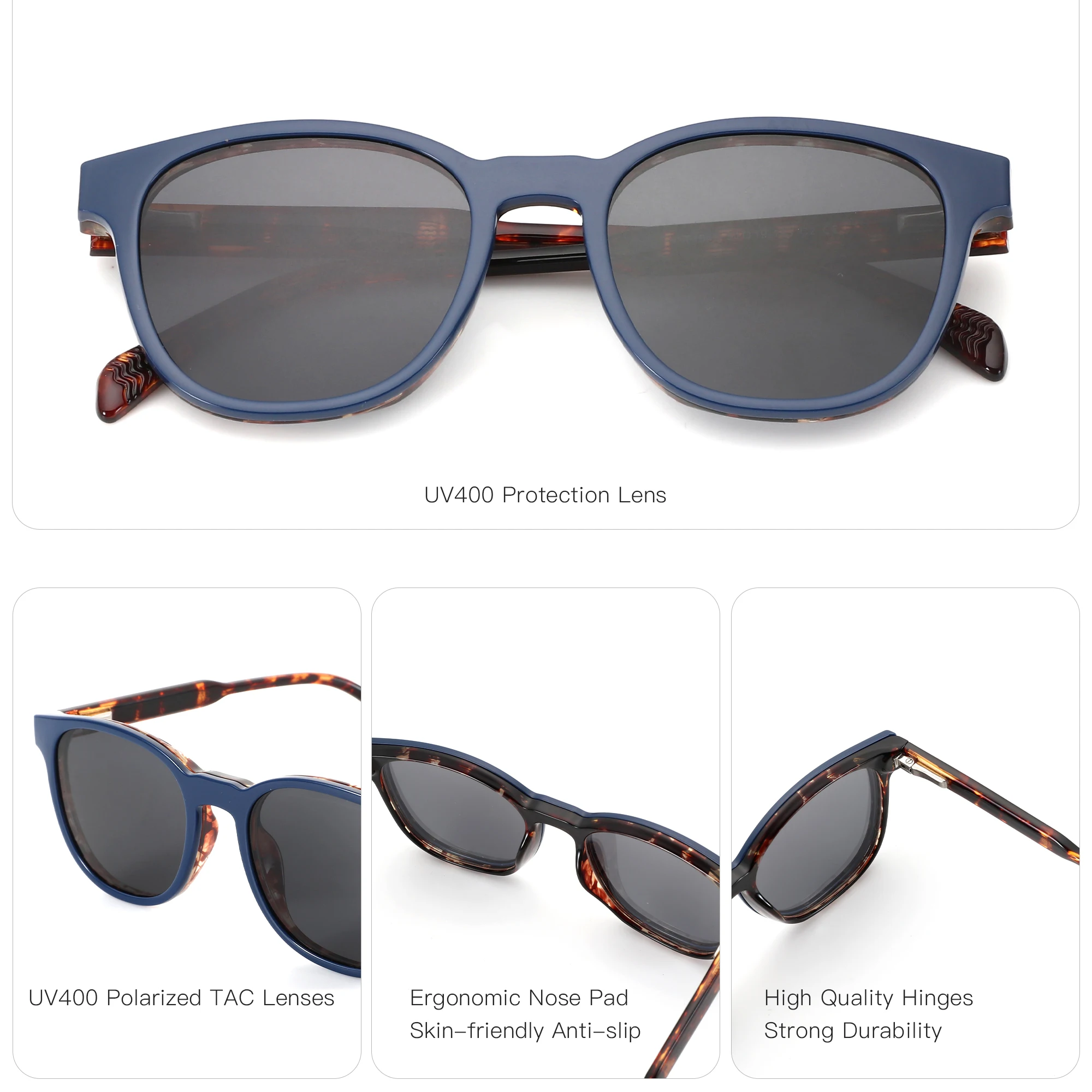 ZENOTTIC Trend Magnetic Clip-on Square Prescription Glasses For Unisex Polarized Sunglasses UV400 Protection Optical Sun Glasses