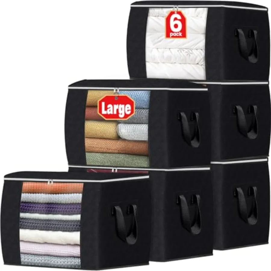 

24 Gallons Clothes Storage, Foldable Thick Fabric Blanket Storage Bags, Containers for Organizing Bedroom, Closet, Clothing, Co