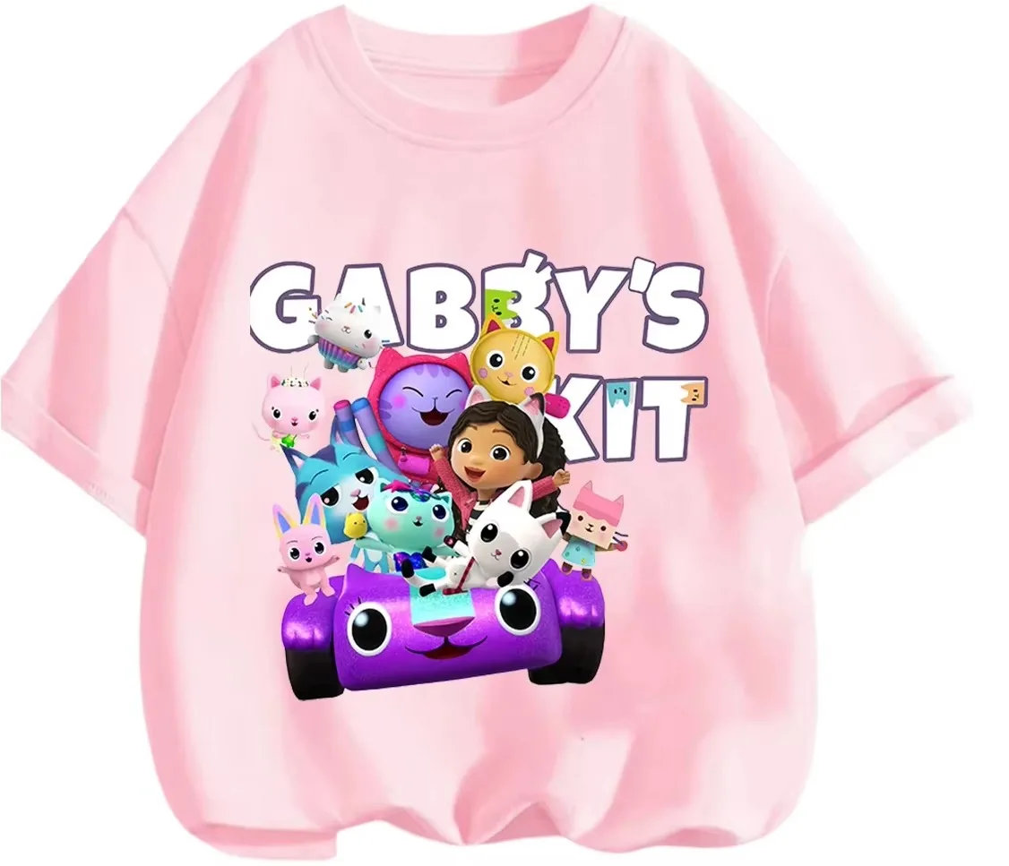 2026 Lightweight Short Sleeve T Shirt Gabby's Dollhouse Cute Kawaii Print Casual Daily Street Clothes Kids Boys Girls 3 14 Years