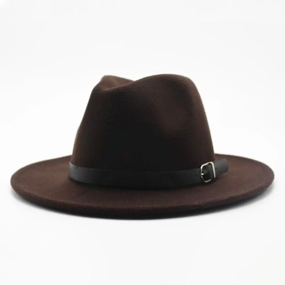 Breiter Rand, britischer Fedora-Hut, für formelle Anlässe, Herren-Winterhut aus Filz, Jazzhut, einfarbiger Wollhut, für Herbst und Winter. – Detail 2