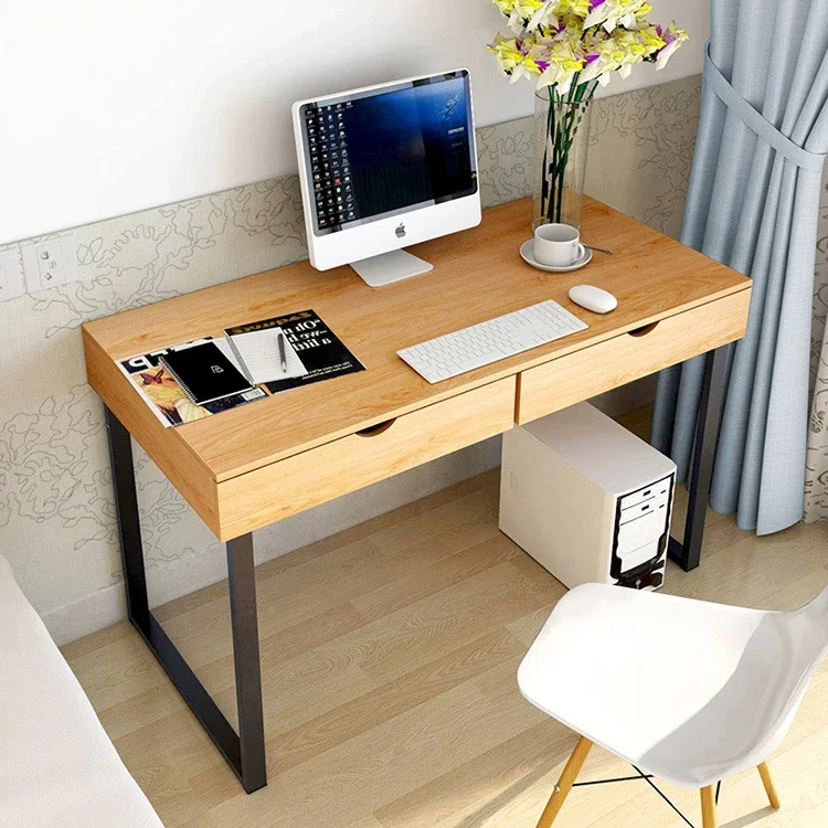 Wholesale simple  computer desk modern multi-functional Double Drawer Design Computer Desk u-shaped steel frame desk legs