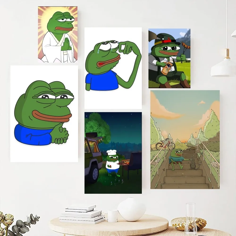 Funny P-Pepe the F-Frog Poster Paintings on The Wall Picture for Living Room Interior Painting Room Decoration