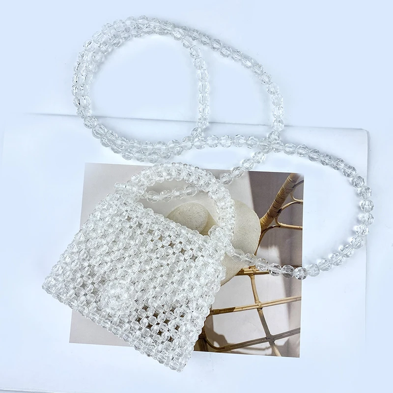 24 new summer cool feeling pure hand-woven cute transparent acrylic jelly beaded shoulder bag