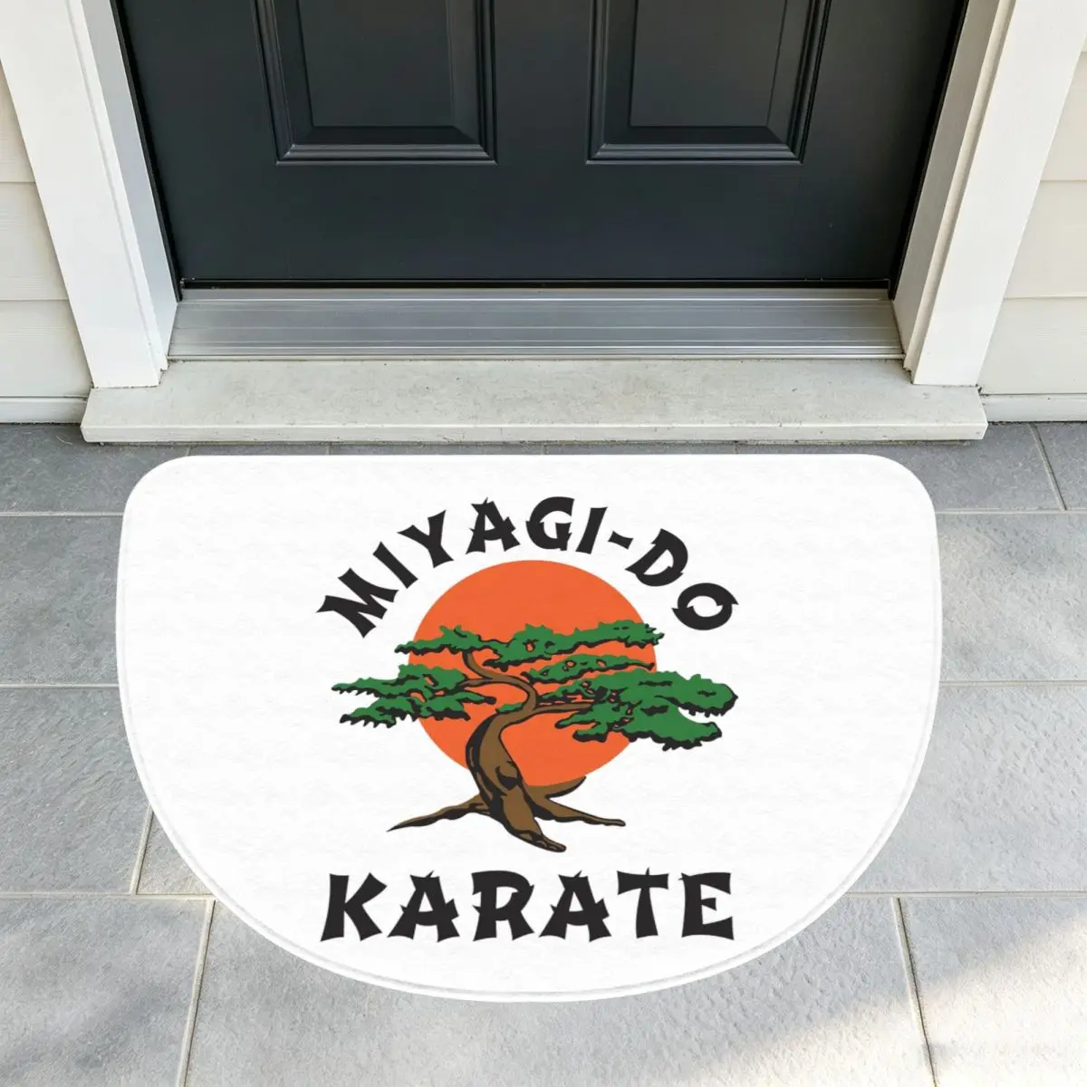 Miyagi Do Jo Karate Martial Soft Flannel Half Round Doormat Non Slip Bathroom Mat Absorbent Floor Carpet for Living Room