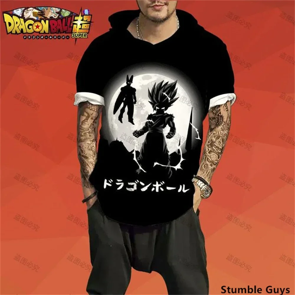 

Anime Dragon Ball Z Fashion Vest With Hood Vegeta 2024 Streetwear Goku High Street Y2k Clothes Sleeveless Shirts Bodybuilding