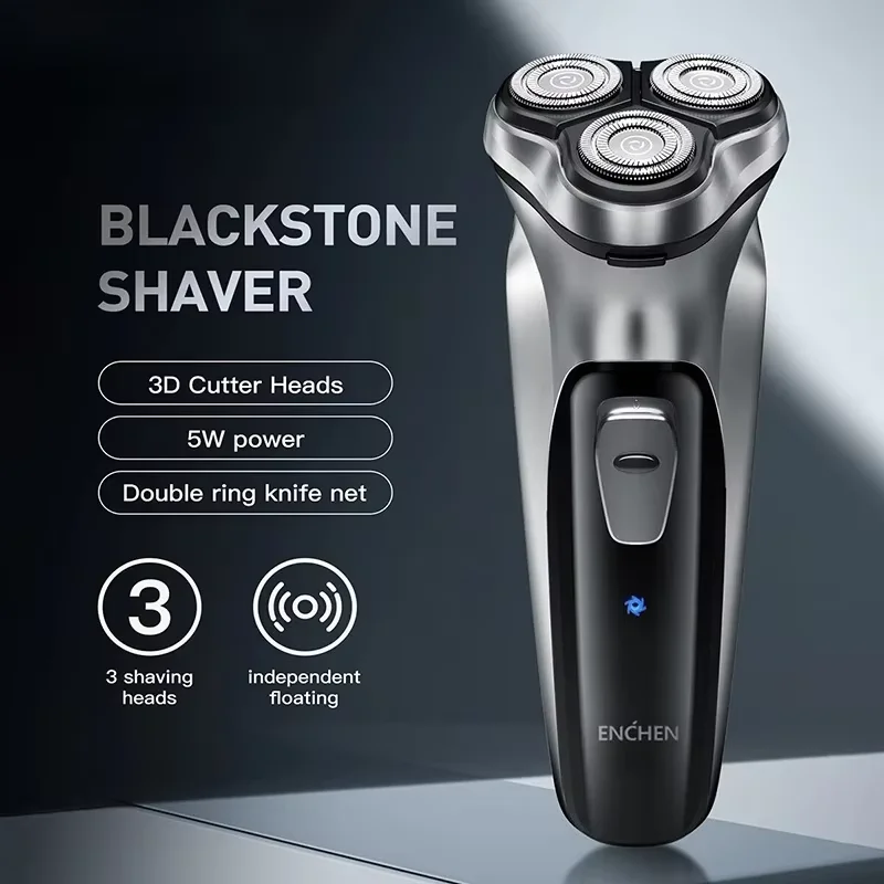 Afeitadora Eléctrica Rotativa Blackstone para Hombre, Cuchilla Flotante 3D, Lavable, Recargable por USB, Máquina para Afeitar la Barba