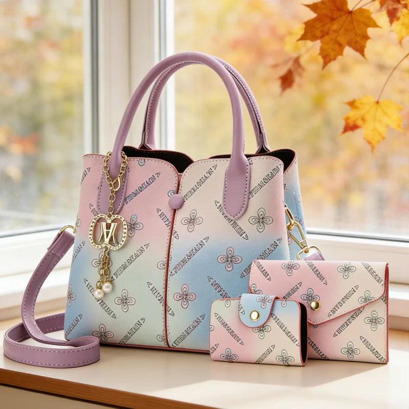 Ensemble de trois sacs pour femmes Gradient, sac à bandoulière et sac à main pour femmes, adapté à de multiples occasions, cadeau de fête