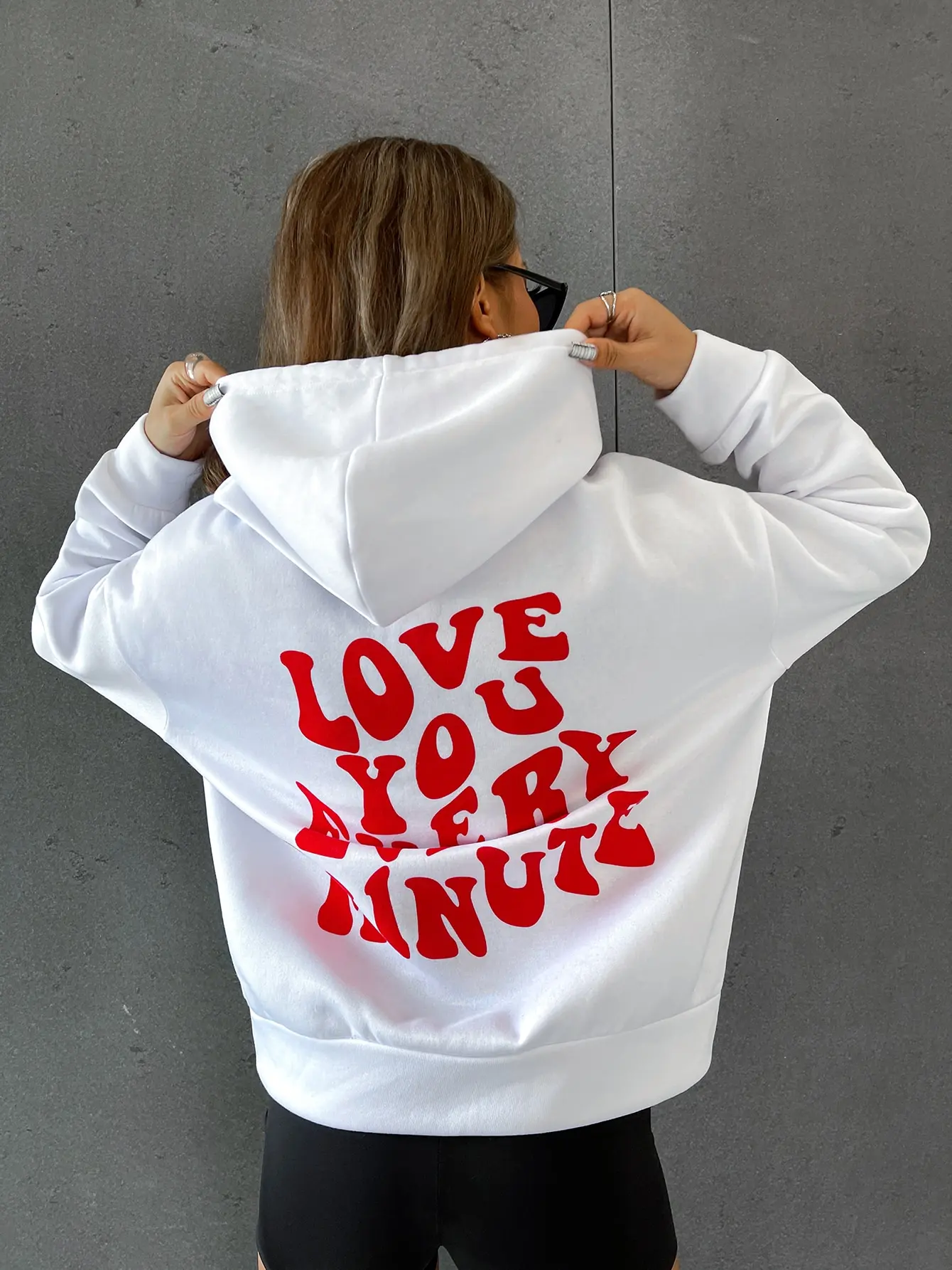 Love You Every Minute Letter Printed Womens Hoodie Plus Size Sweatshirt Hip Hop Female Winter Warm Pullover Loose Sudaderas