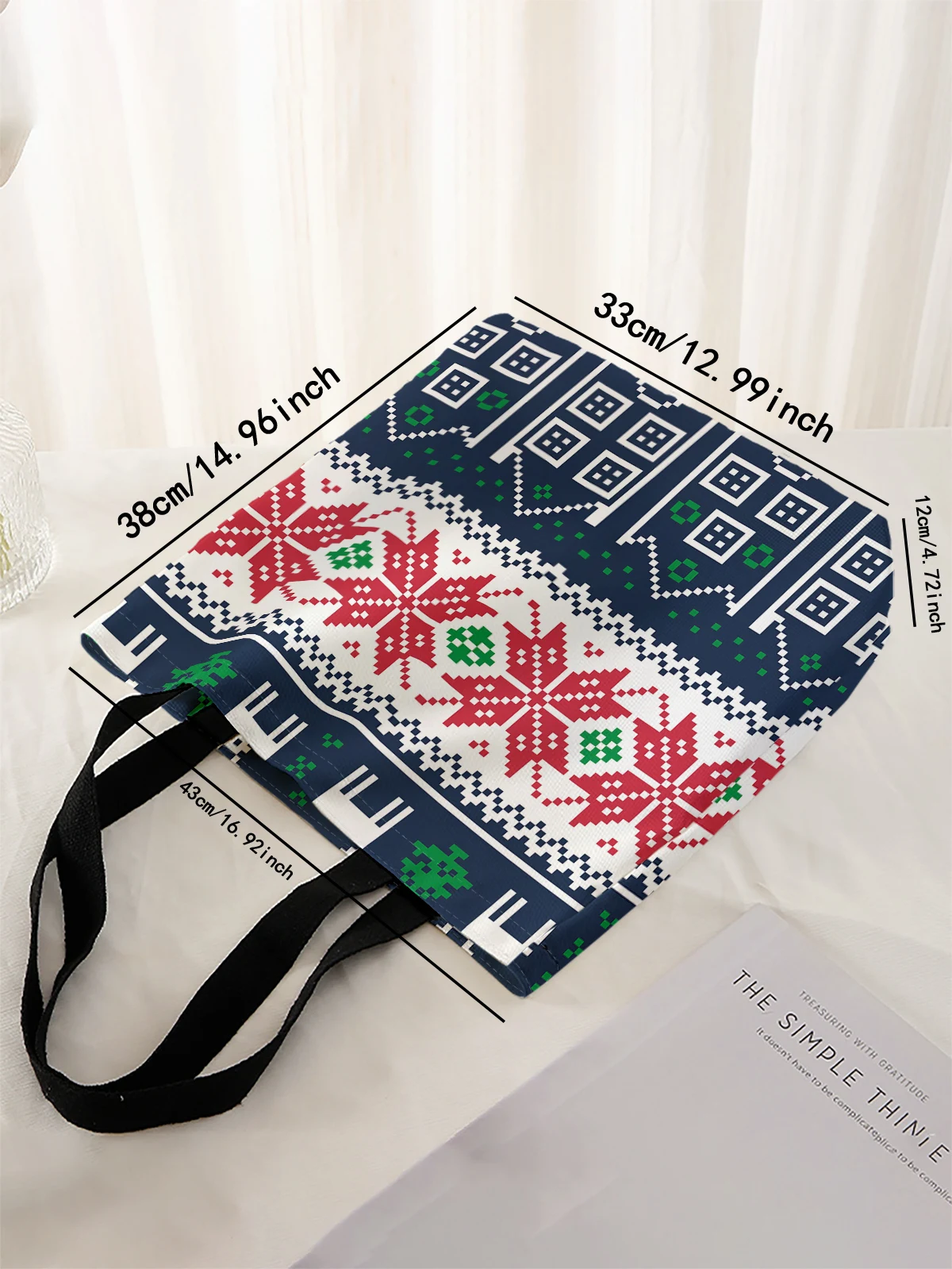 حقيبة يد كاجوال مطبوعة بطابع عيد الميلاد، حقيبة ظهر عصرية قابلة لإعادة الاستخدام، حقيبة يد متعددة الوظائف، حقيبة تسوق قماشية #5