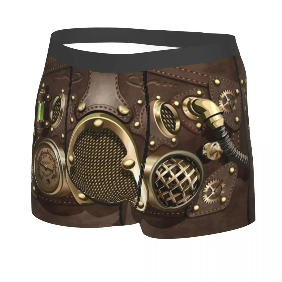 Cool Steampunk Leather Boxers Shorts Panties Men's Underpants Breathable Pilot Air Fighter Helmet Briefs Underwear