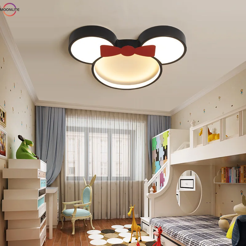 Imagem -02 - Modern Cartoon Led Luminárias de Teto Preto Lâmpadas de Teto Sala de Estar e Quarto Plafondlamp Regulável Quarto de Crianças