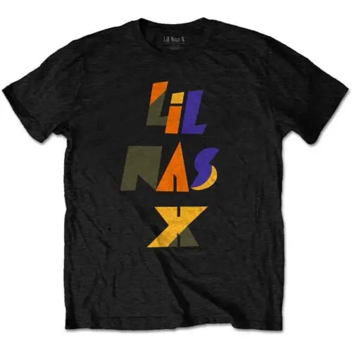 Lil Nas X Scrap Letters T-Shirt Black New