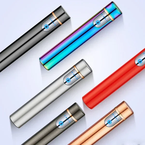 Mini Cylindrical Strip Electronic Tungsten Wire Lighter ，USB Rechargeable Flameless Lighters， Smart Fingerprint Ignition Gift