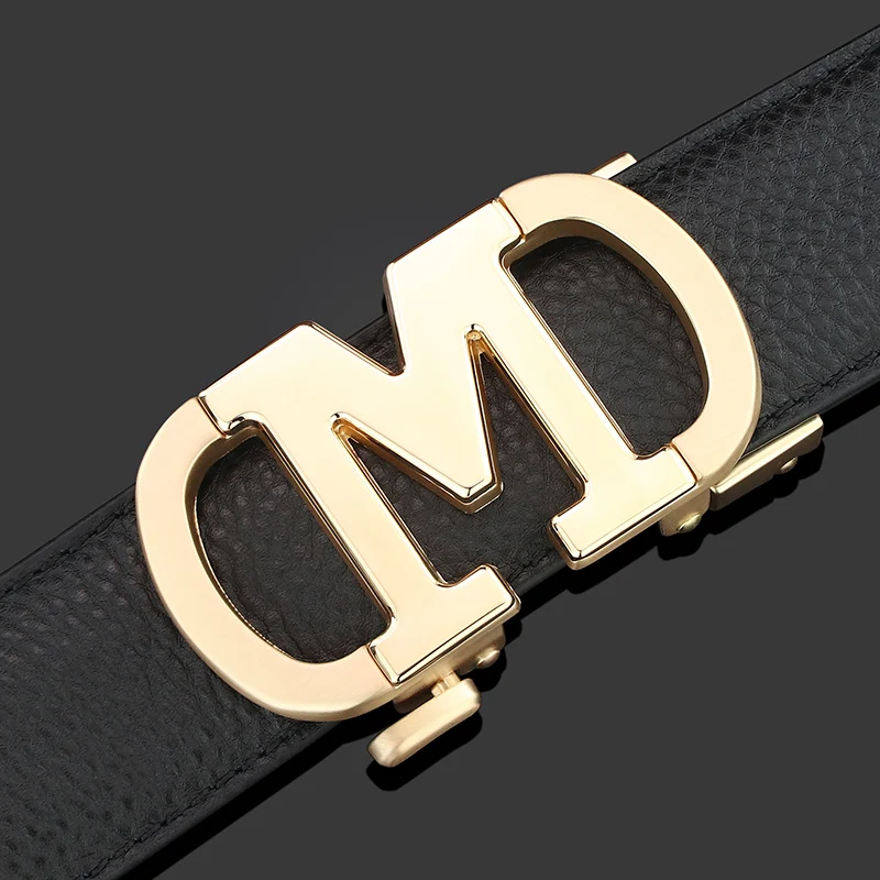 

High Quality Letter M Fashion Men Belt Luxury Waist Strap Automatic Buckle Genuine Leather Formal Leisure Ceinture Homme