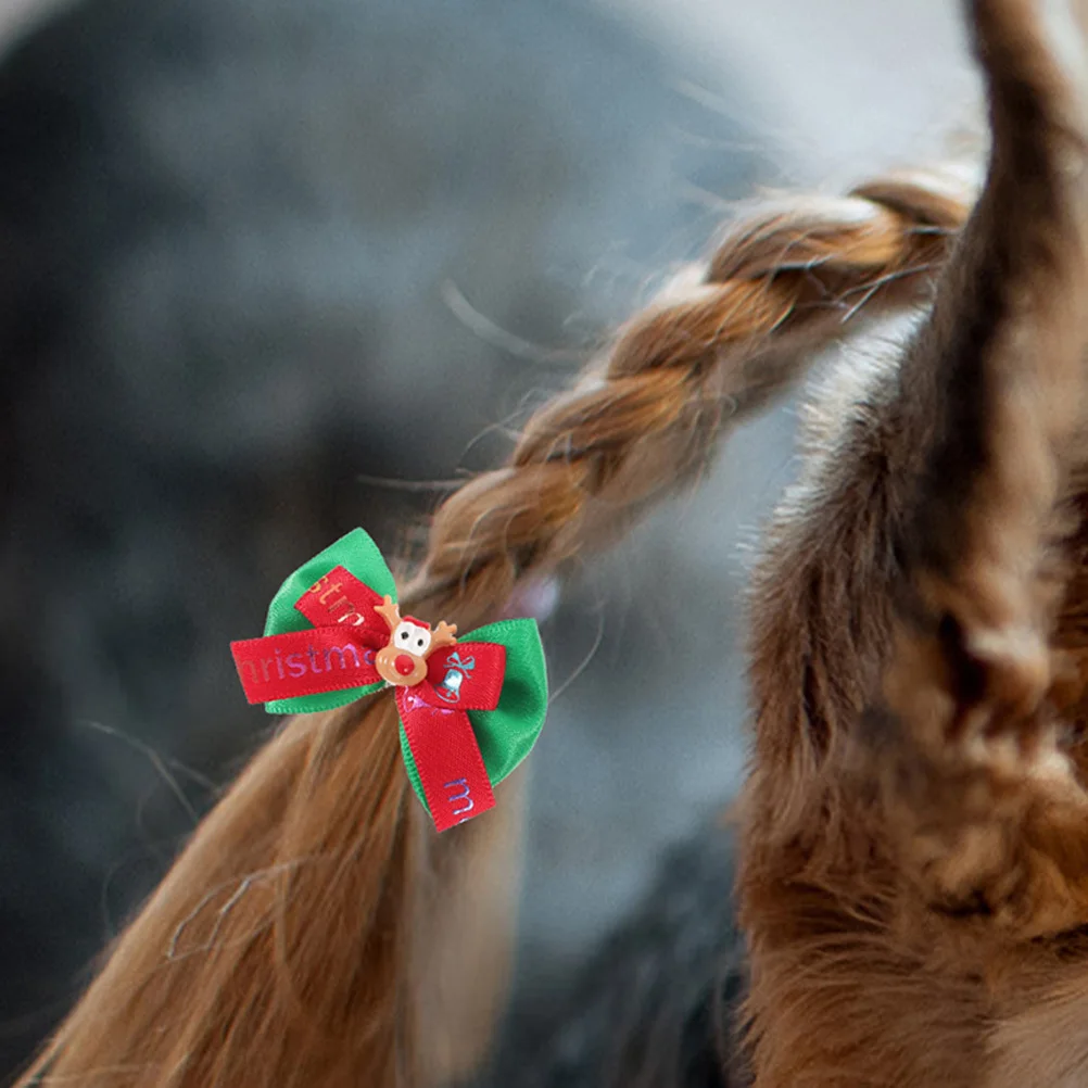 

20Pcs Colorful Xmas Dog Bows Christmas Pet Headdress Hair Ties Random Style Accessories Dog Bows Pet Hair Bowtie