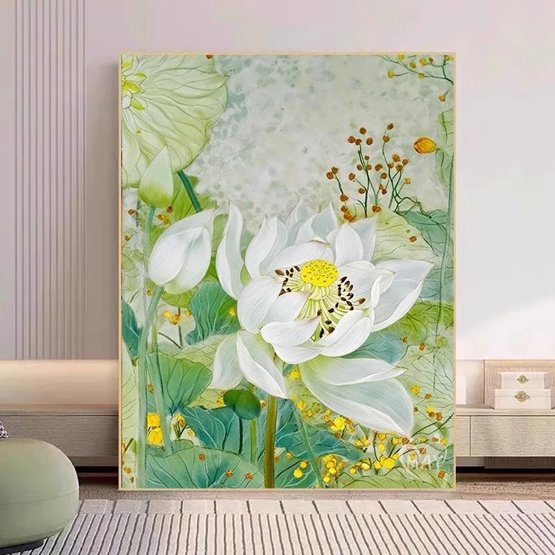 

E-0022 Water Lily Pond Oil Painting, Floral Landscape, Monet-Style Canvas Art