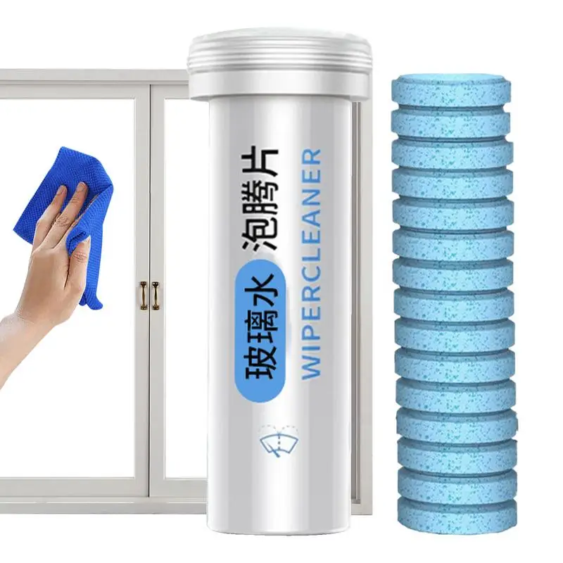 Car Windshield Washer Fluid Tablets 15PCS Solid Effervescent Tablets Glass Cleaner For Car Room Kitchen Window
