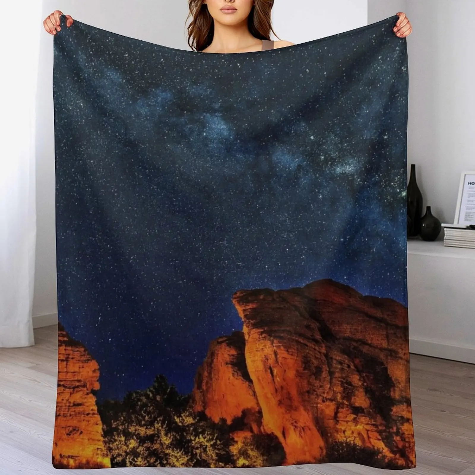 

Scenic Milky Way Galaxy at the Grand Canyon Throw Blanket Machine Washable Soft Warm Blanket