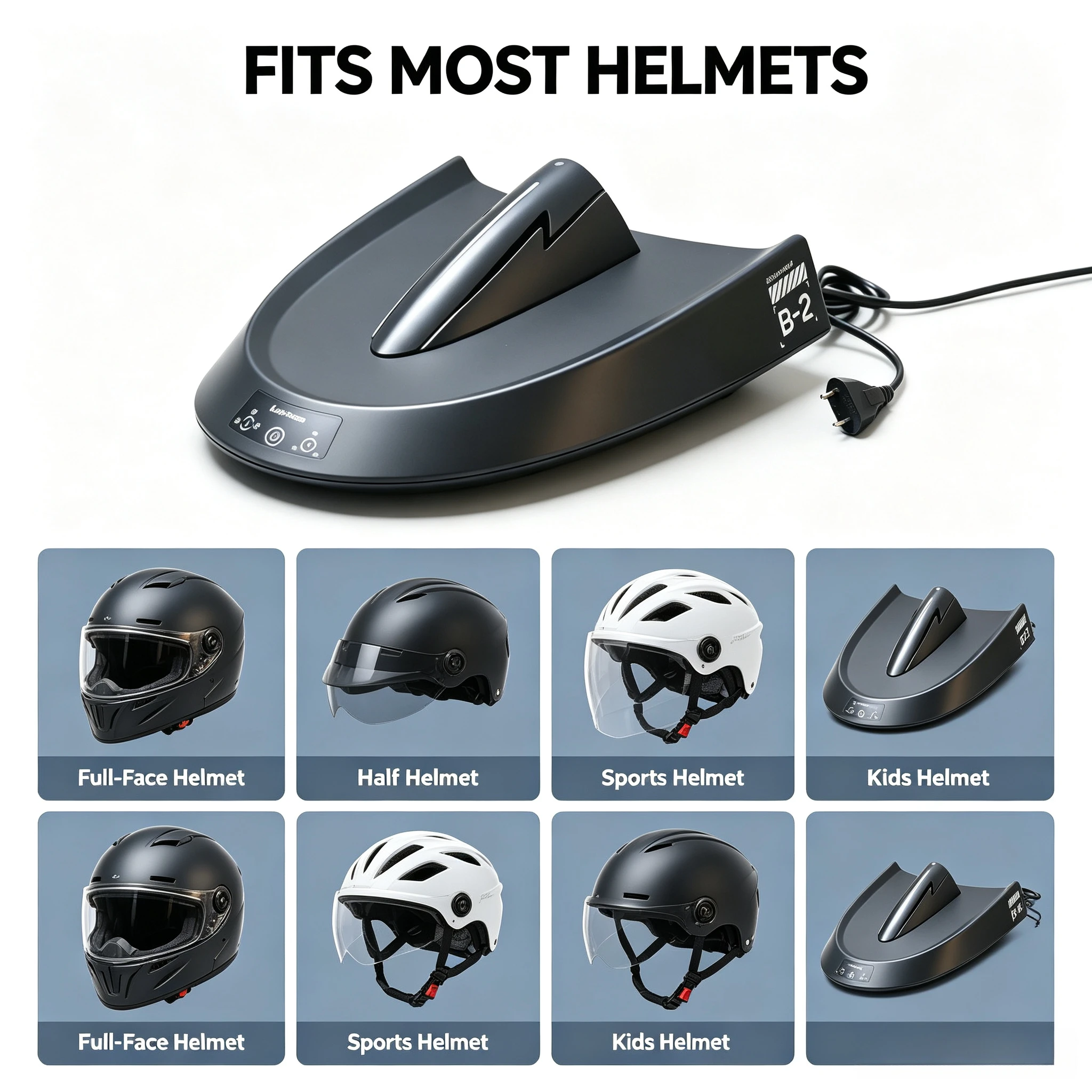 Smart Motorcycle Helmet Dryer Features Sterilization Dust Removal Functions Temperature Control Ambient Lighting