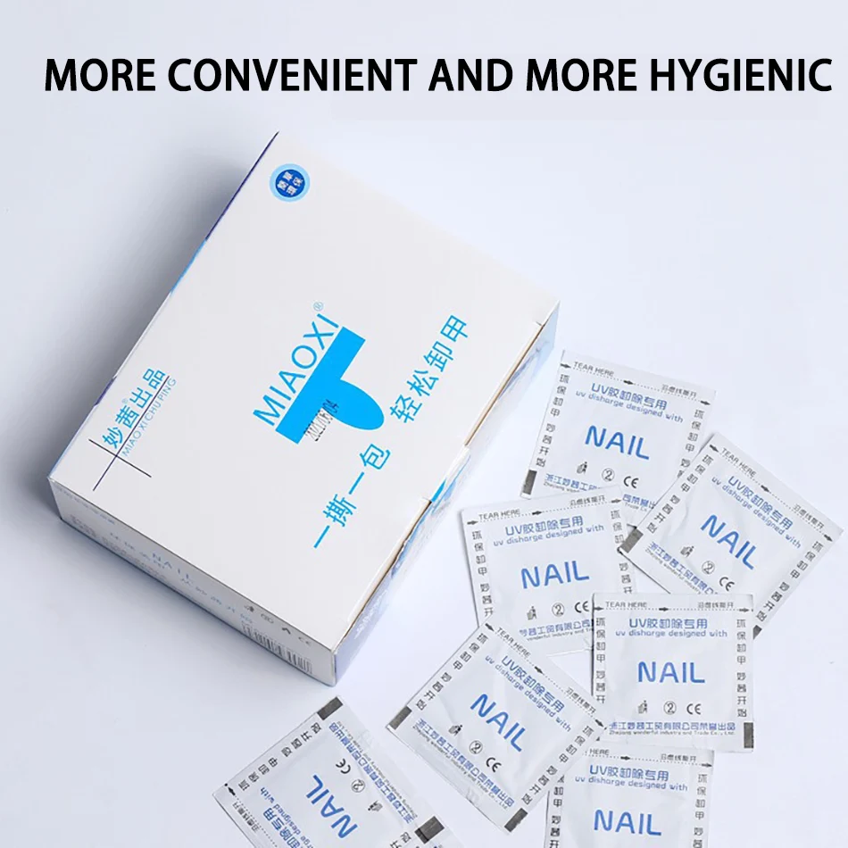 حقيبة مزيل أظافر جل طلاء الأظافر 200 قطعة/صندوق أدوات إزالة المانيكير لا تؤذي اليدين