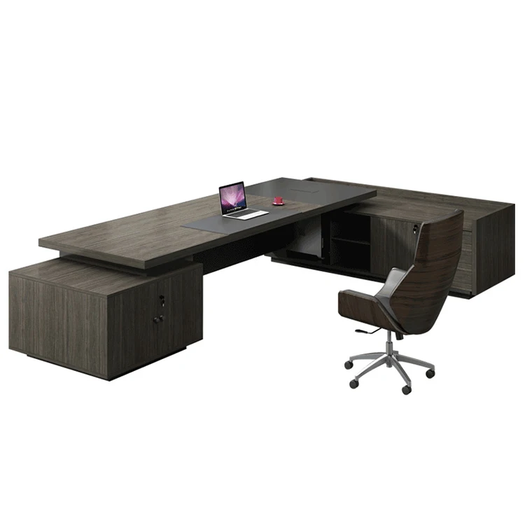 Modern Office Furniture Boss Desk Light Luxury Manager Office Desk President's Desk with Side Cabinet File Cabinet