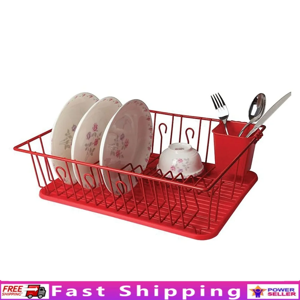 

Dish Rack Stainless Steel Plastic Drying Organizer Utensil Holder Draining Tray Plate Cup Bowl Storage Rack Kitchen Essentials
