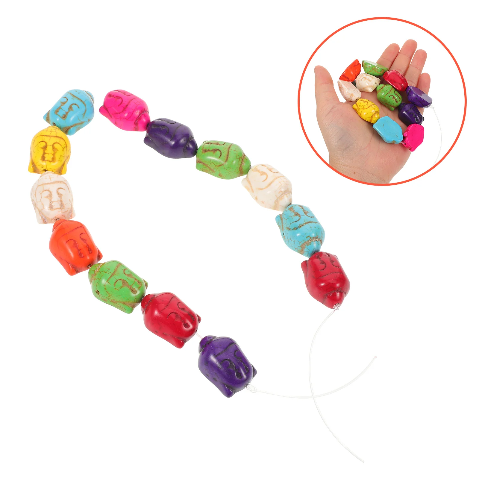 

1Set Turquoise Buddha Beads Natural Stone Hand Polished Smooth for DIY Jewelry Making Vintage Chinese Style Spacer Craft Beads