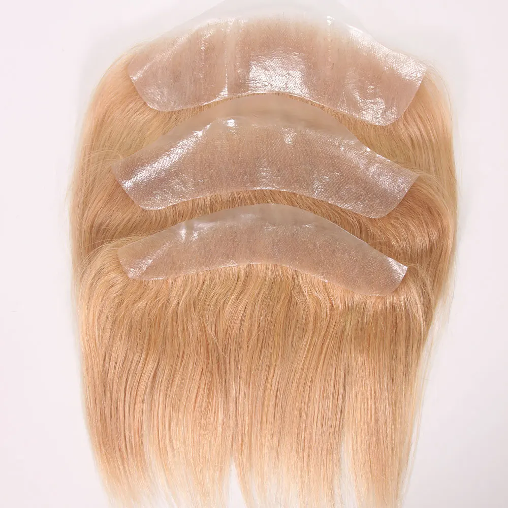 4x18CM Skin PU Toupee Man Front Hairine V Style Human Hair Wigs For Men 100% Human Remy Hairpiece System High Quality Men Wigs image 4
