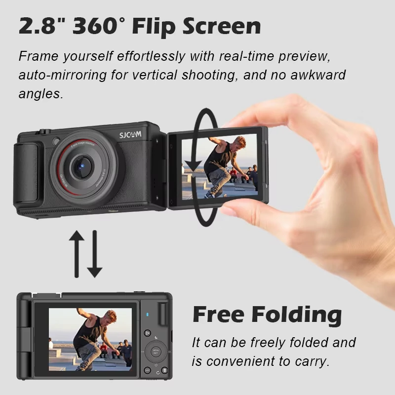 كاميرا تسجيل فيديو SJCAM ZV200 5K/80MP |   استقرار ذو 6 محاور |   شاشة تعمل باللمس قابلة للدوران |   f/1.8 التركيز التلقائي |   المرشحات الاحترافية