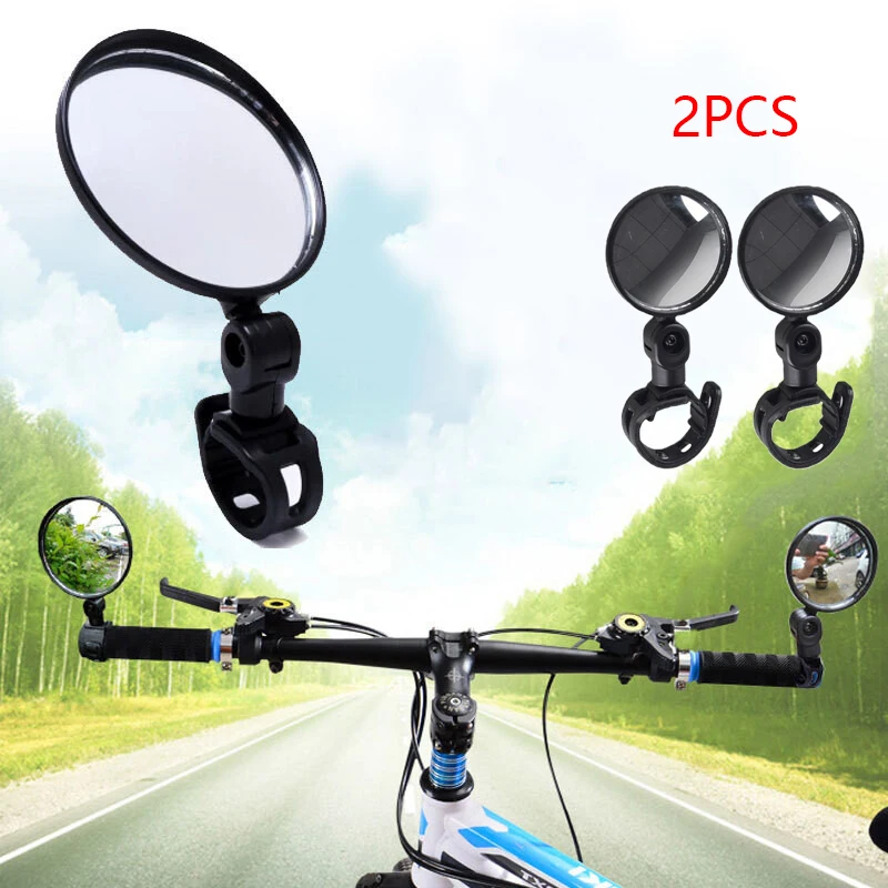 2PCS 360 Rotation Adjustable Bike Riding Round Ellipse MirrorRearview Mirror for Bicycle Motorcycle Handlebar Mount accessories