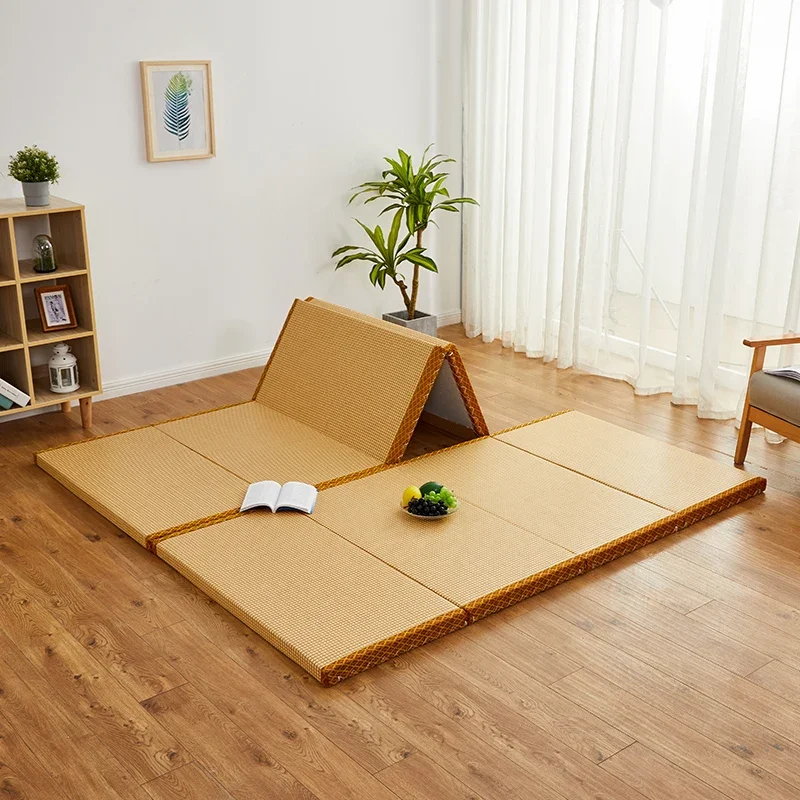 Japanese Style Foldable Tatami Mats Eco-friendly Rattan  Brown Mattresses Home Customized Cold Cushion Hard Mattress Sofas