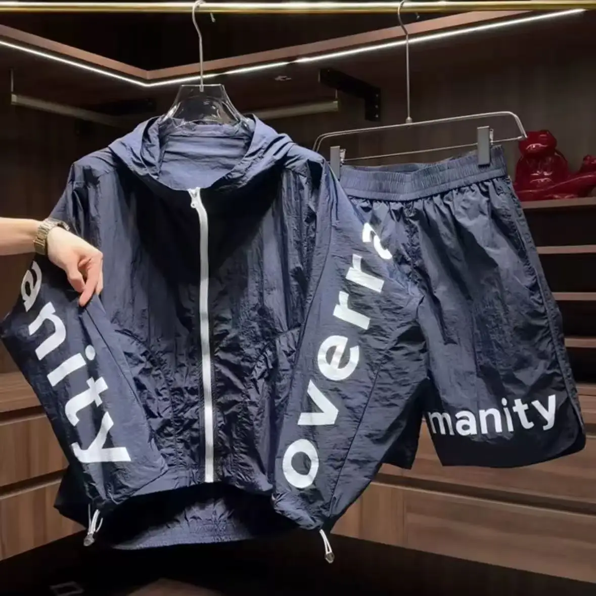 

2025 New Summer Couple Sun Protection Zipper Jaet orts Set Casual Loose Faionable Two-Piece Set Trendy Men's Women's