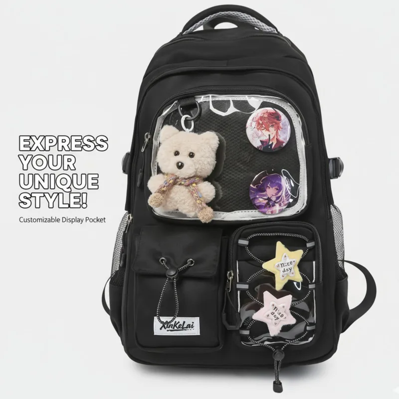 

Anime Y2K Itabag Backpacks Funny High Capacity Pin Display Bag Lace Up Student School Bag Ergonomic Support Lightweight Backpack