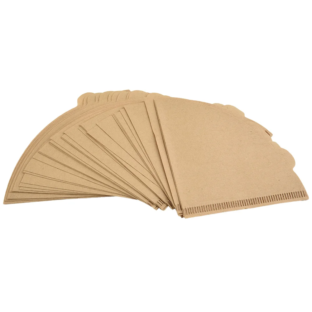 40pcs/set Natural Wood Pulp Coffee Filters Papers Unbleached Brown Replacement For Machine Maker Kitchen Office Tools