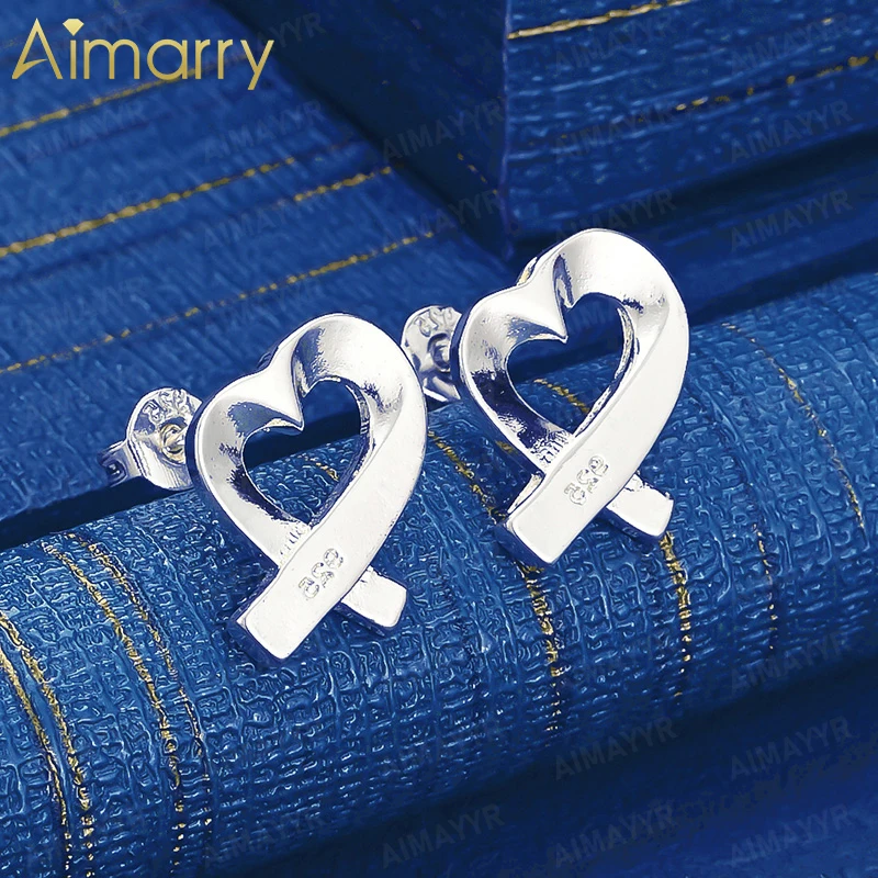 925 Sterling Silver Romantic Smooth Love Earrings for Women's Parties Banquets Weddings High-quality Fashion Jewelry