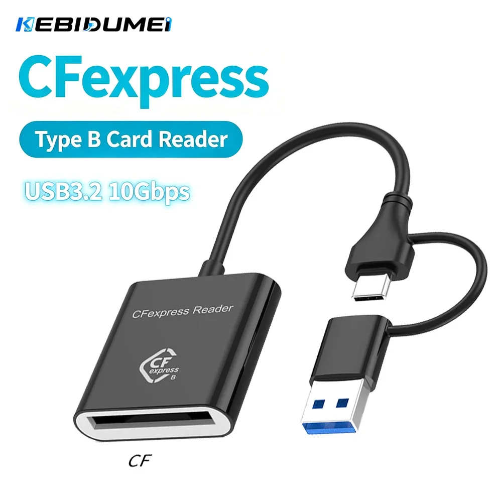 Kebidumei 10Gbps CFexpress Type B Card Reader Memory Card Reader for Android/Windows XP/Vista Portable CF Express Reader for SLR