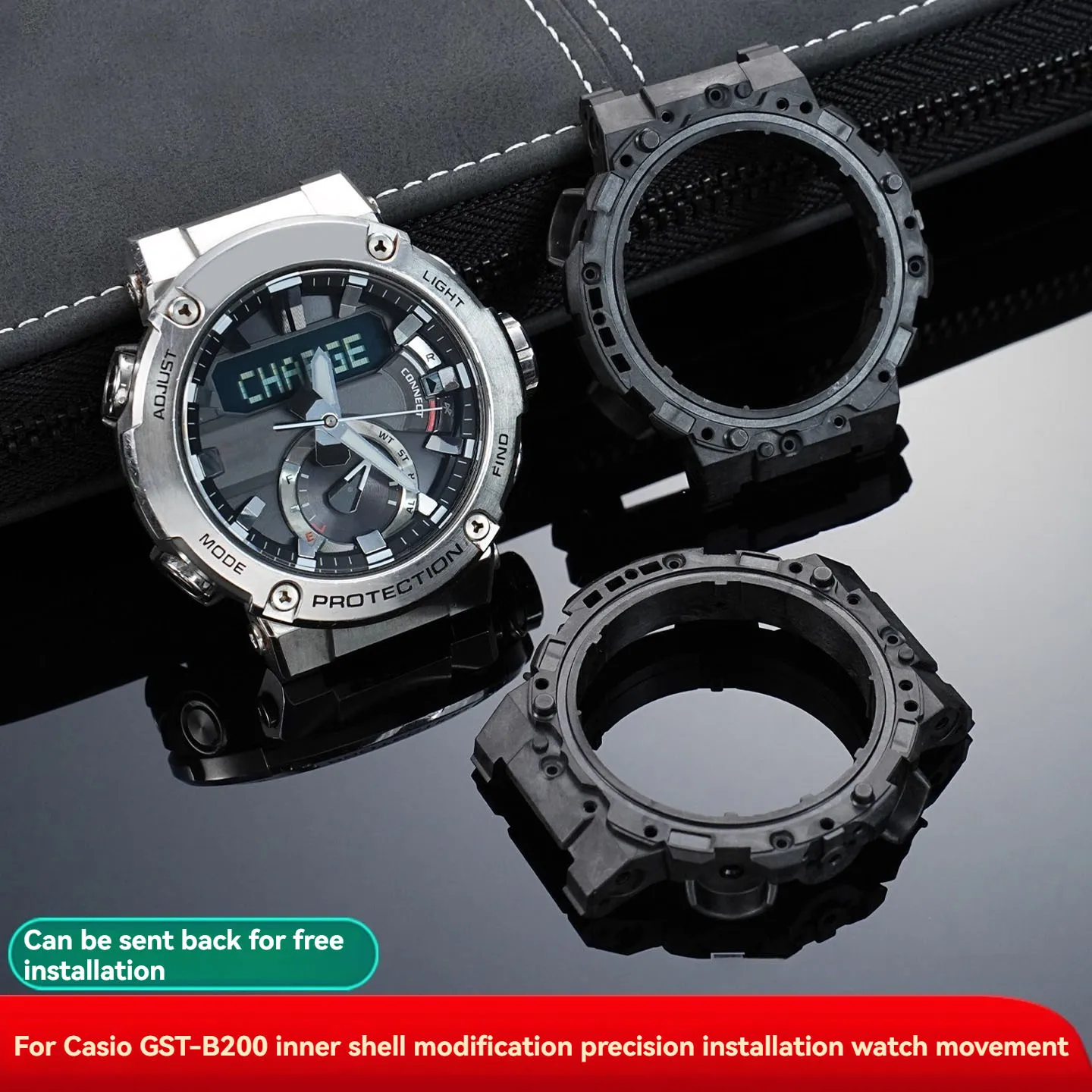 

Для Casio G-SHOCK GST-B200 GST B200 часы внутренняя часть корпуса модификация и модернизация аксессуаров замена корпуса безель черный