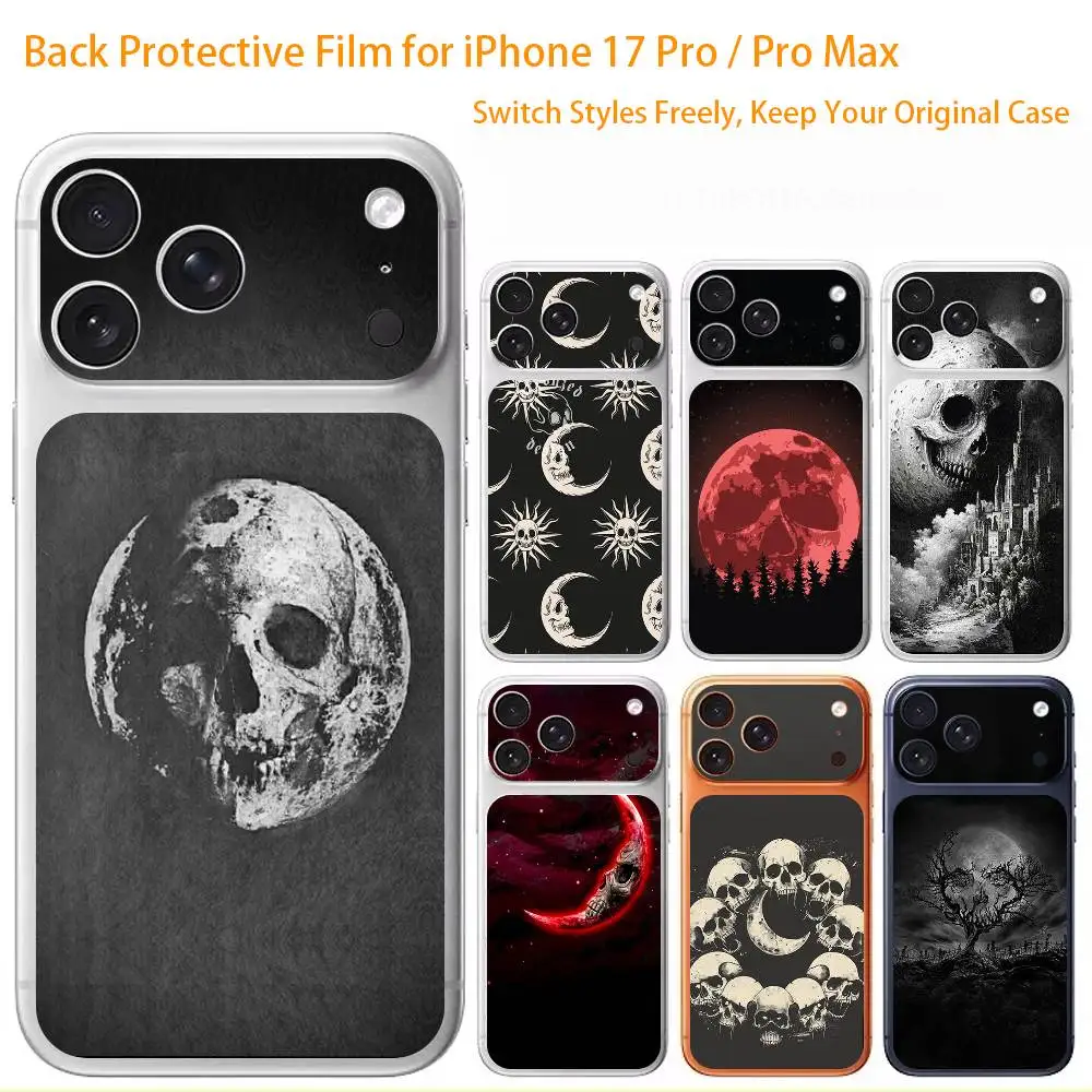 

Skull Moon Gothic Premium Skin Wrap for iPhone 17 Pro/Max, Back Frame Camera Protective Decal (Not Case)