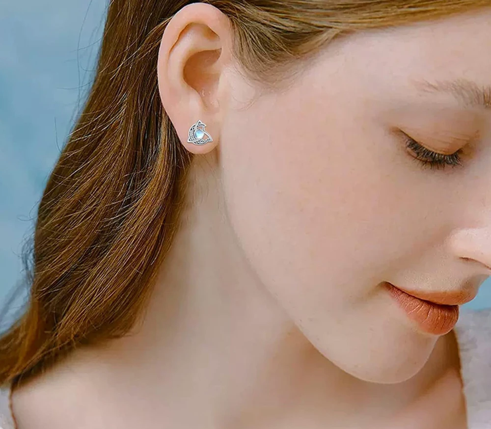 

Серьги из стерлингового серебра 925 пробы с натуральным молитовским камнем, винтажные, модные украшения, с кельтским узлом, для женщин