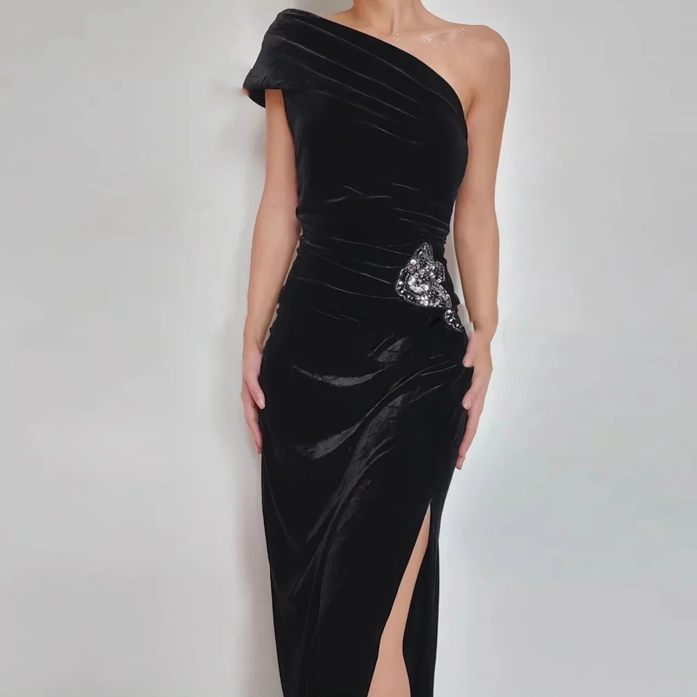 

Muloong One-shoulder Floor-Length Women Elegant And Pretty Luxury Prom Dress