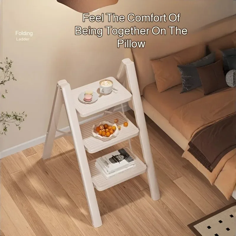 Escada telescópica dobrável doméstica multifuncional espessada escada de espinha de peixe portátil banco de pés com pedal antiderrapante portátil