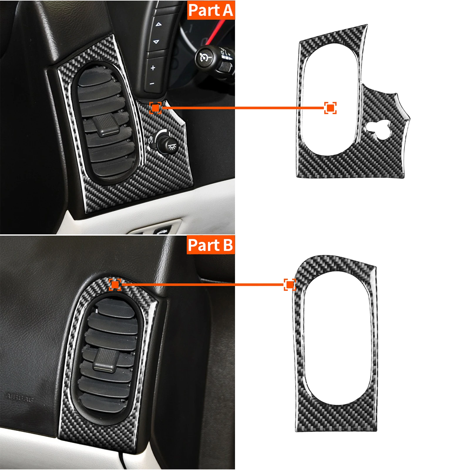 

2Pcs/Set Car Dashboard Side Air Vent Outlet Cover Trim For Chevrolet Corvette C6 2005-2013 Carbon Fiber Auto Interior Accessory