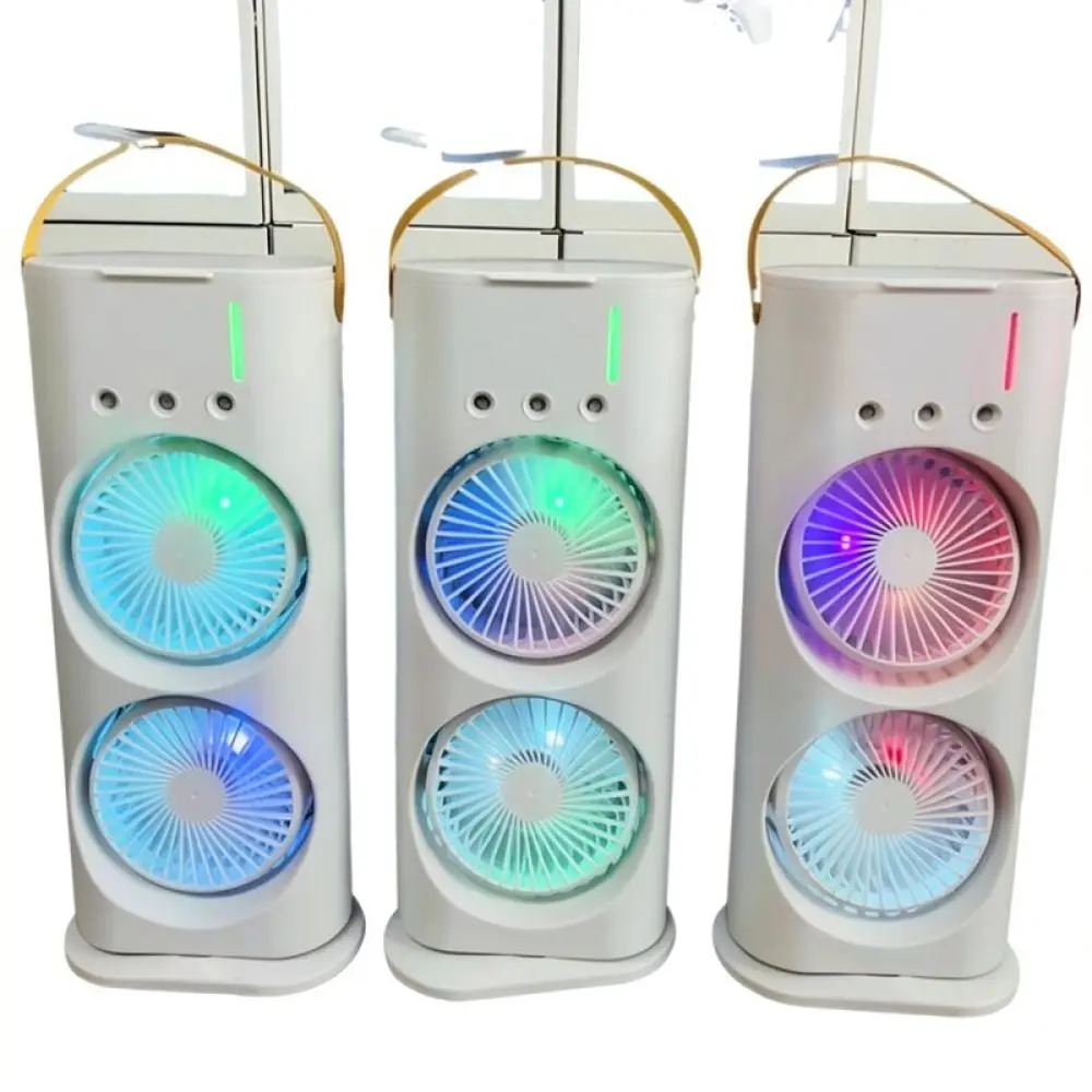 USB Powered Dual Head Mist Fan Desktop Cooler Three Speed Adjustable Air Cooling Fan For Home Office Desk Personal Use