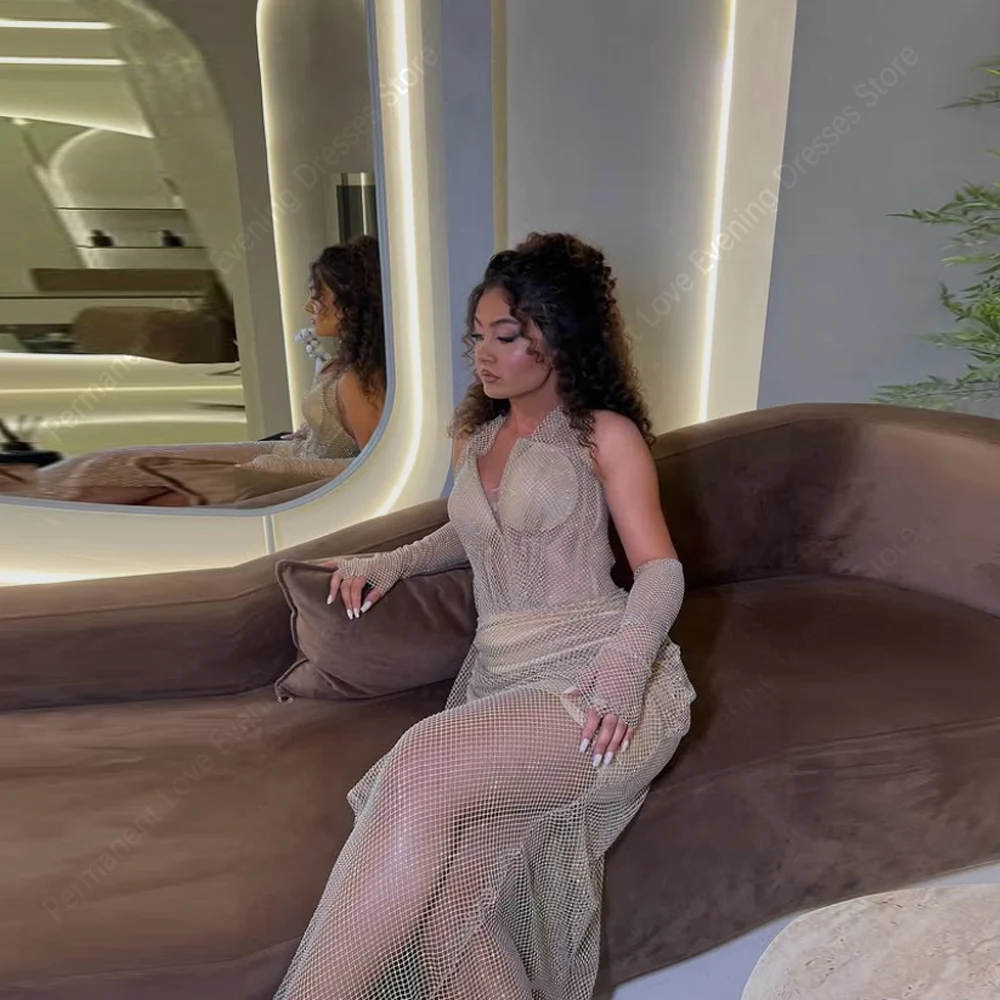 ชุดราตรีทรงเมอร์เมดคอวีเซ็กซี่ ปี 2026 สำหรับผู้หญิง ดีไซน์หรูหรา แขนกุด เหมาะสำหรับงานพรอม งานเลี้ยง  ไม่มีถุงมือ สามารถสั่งตัดได้