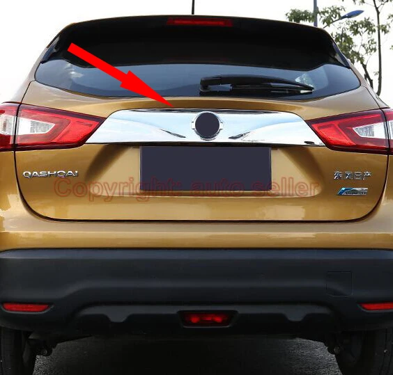 For Nissan Qashqai 2014 2015 2016 ABS Chrome Rear Trunk Lid Cover Trim Big Car Accessories Stickers