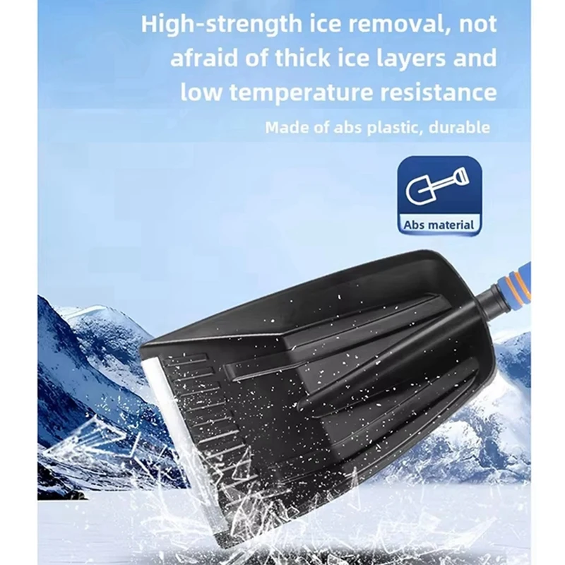 Car Snow Shovel Portable De-Icer Ice Scraper Big Shovel Anti-Slip Telescopic Shovel Suitable For Car Truck Cleaning