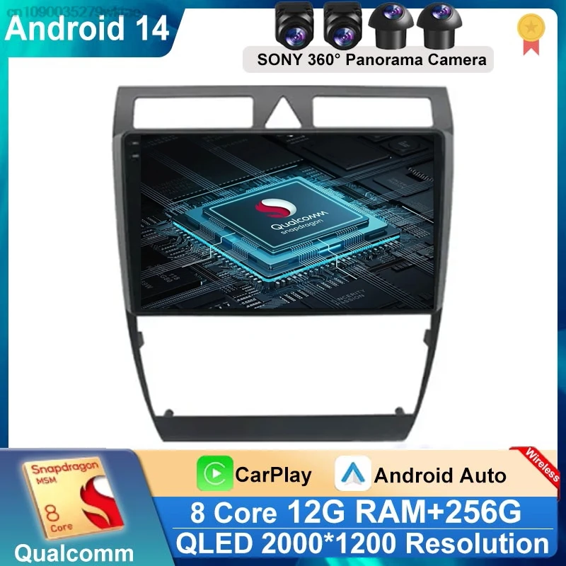 

Android 14 2 Din Voor Audi A6 C5 1997 - 2004 S6 2 Rs6 1 Автомагнитола мультимедийный видеоплеер Carplay навигация Gps 4G DVD головное устройство