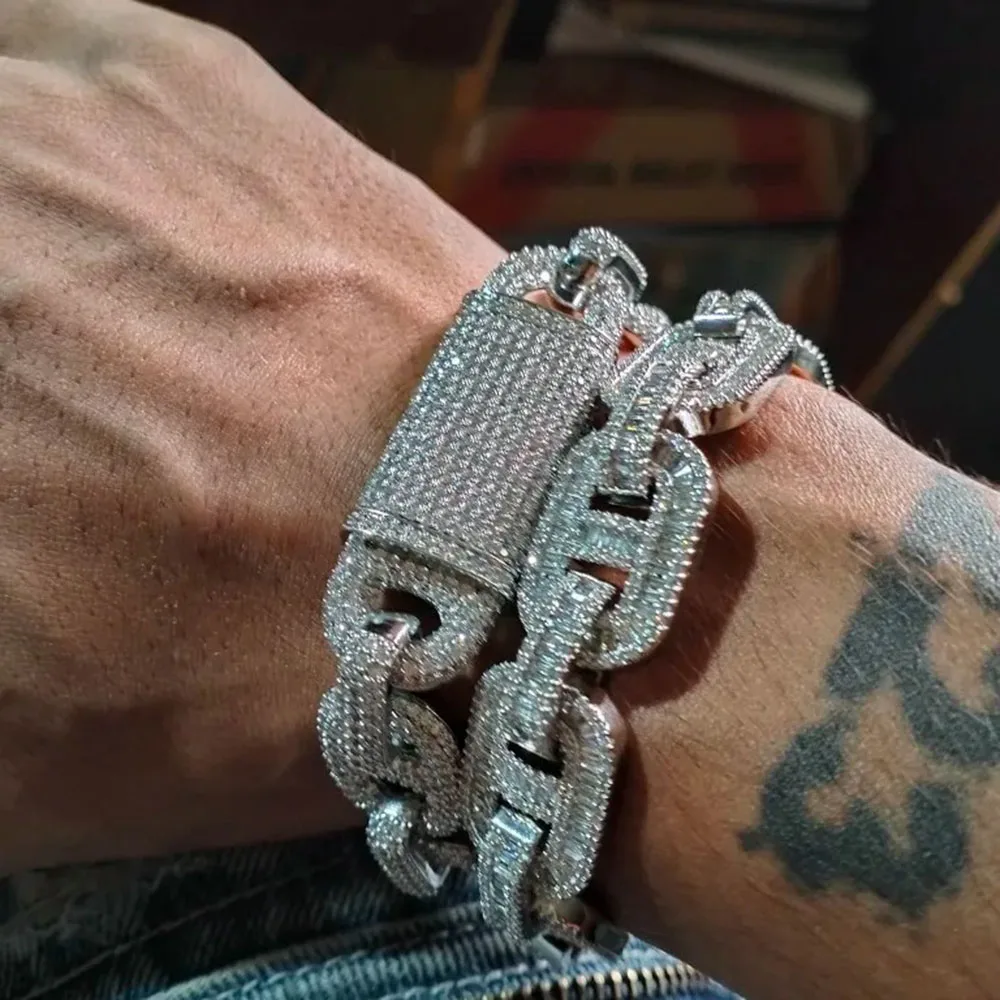 

ICEBLING 15mm Pig Nose Iced Out Chain Bling CZ Cuban Link Choker Women Men Hip Hop Jewelry Pig Nose Necklaces