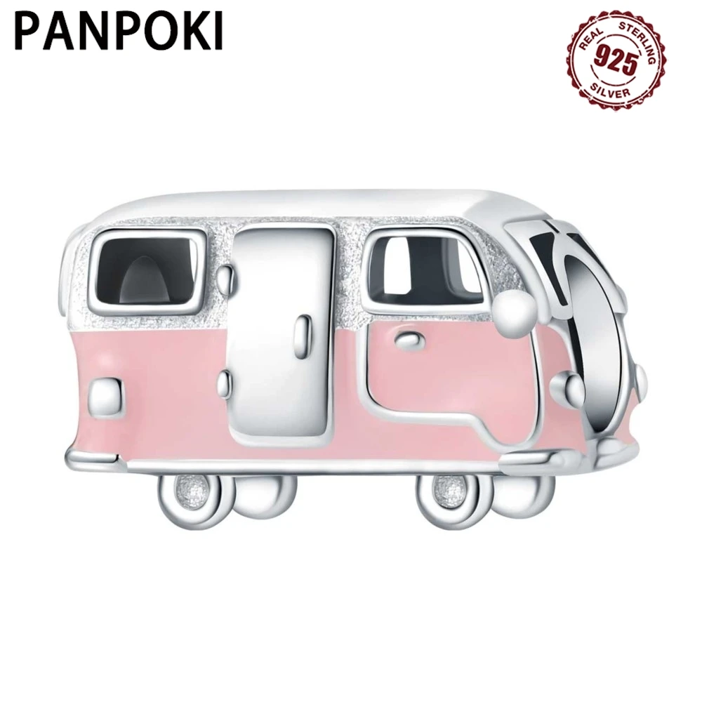 

925 Sterling Silver Pink motor home Bead Bracelet Charms Fit Bracelet&Bangle For Women Birthday Jewelry Party Gift DIY Accessory